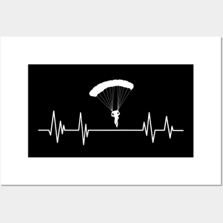 Heartbeat skydiving - parachuting, Skydivers gift Parachute Jump Heartbeat, Posters and Art